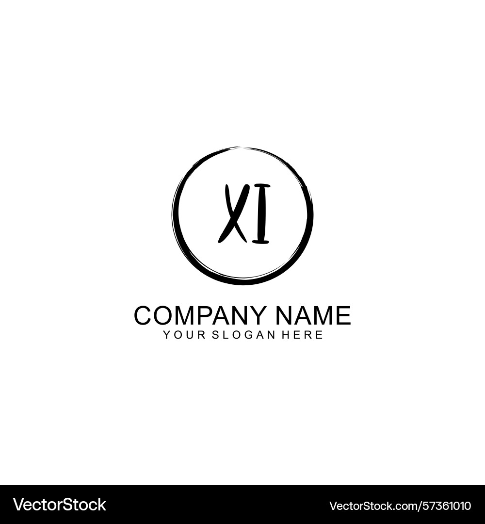 Handwritten xi initial logo with circle Handwritten xi initial logo with circle Vector Image