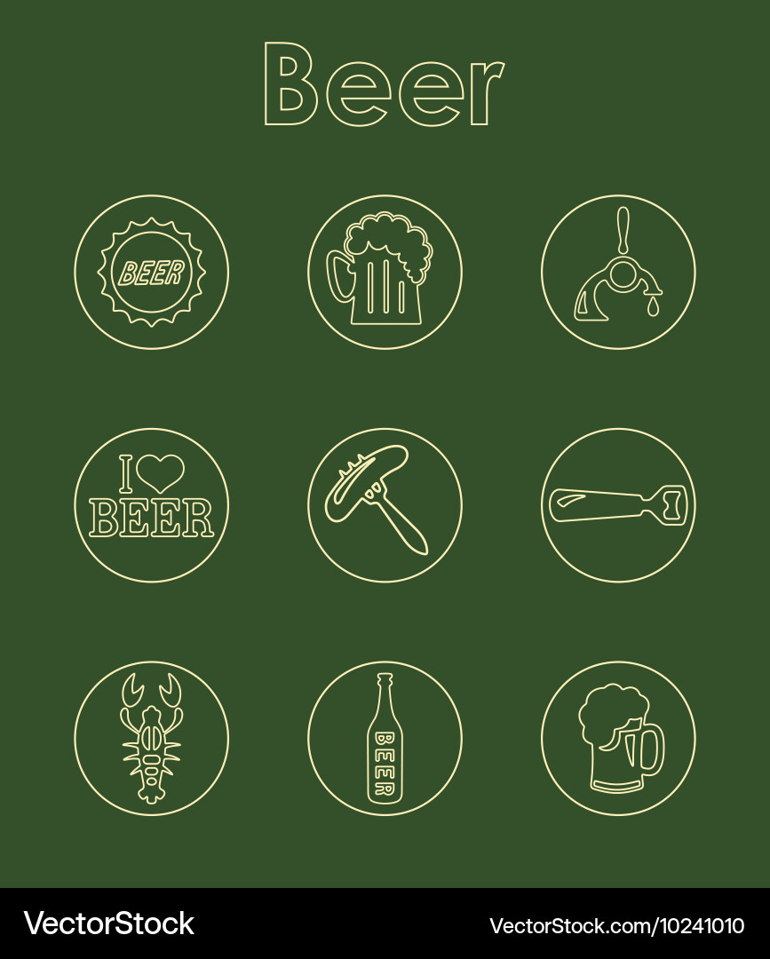 Set of beer simple icons Vector Image