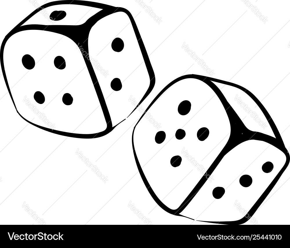 Sketch dice or color vector image
