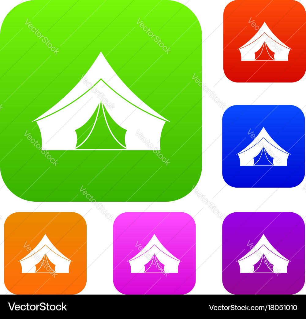 Tent with a triangular roof set color collection vector image