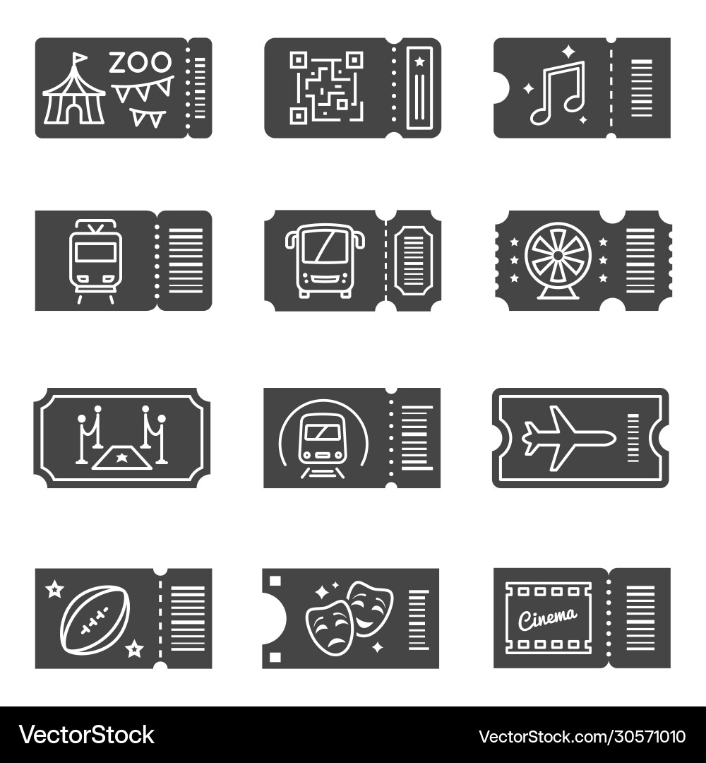 Ticket Icon Set - Event Passes vector image