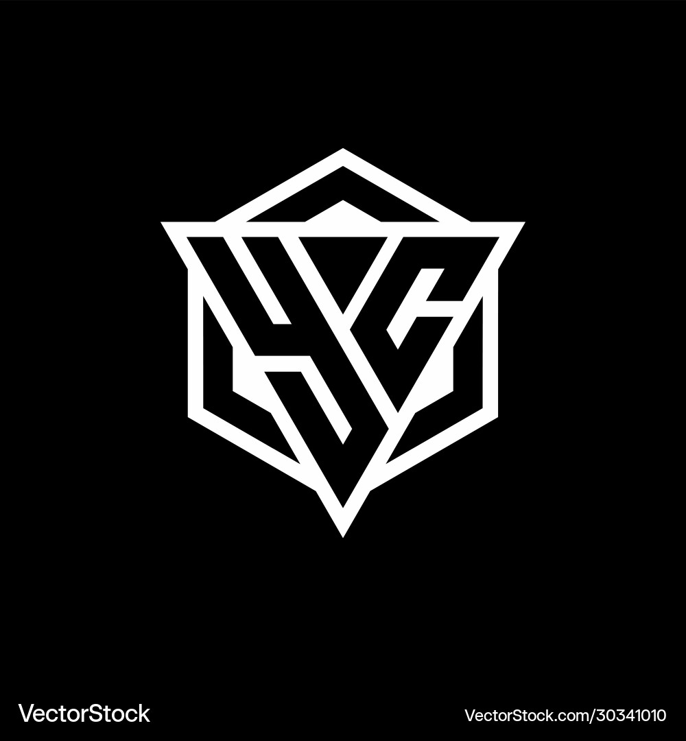 Yc logo monogram with triangle and hexagon shape Yc logo monogram with triangle and hexagon shape Vector Image