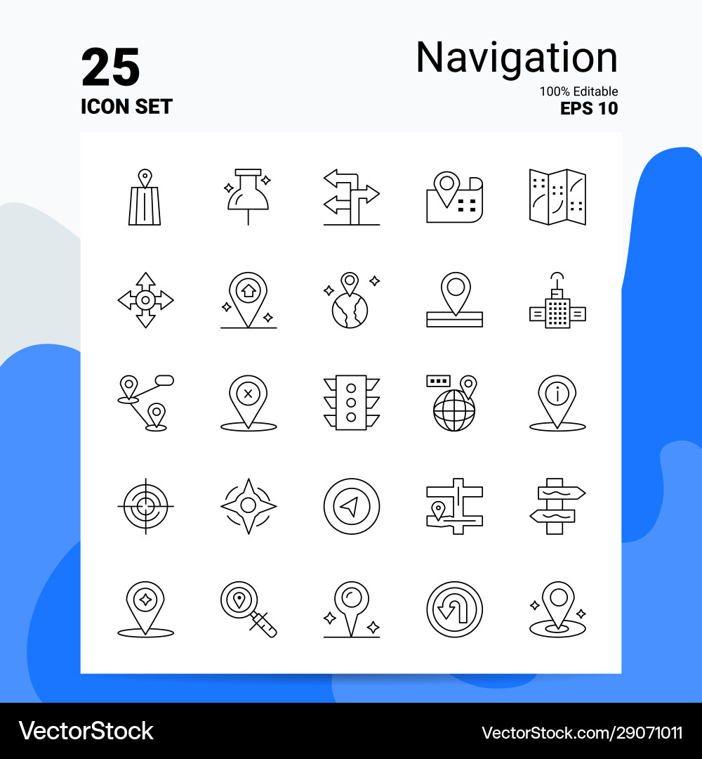 25 navigation icon set 100 editable eps 10 files 25 navigation icon set 100 editable eps 10 files vector image