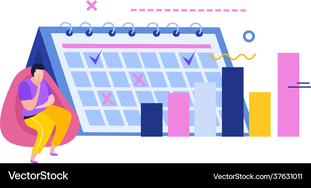 Calendar data analysis composition Calendar data analysis composition vector image