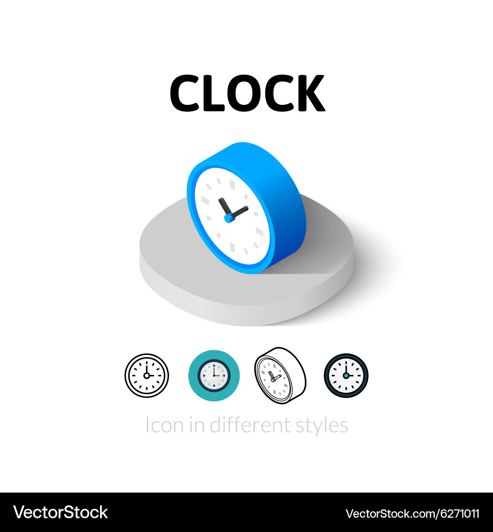 Clock Icons - Flat & Isometric Styles vector image
