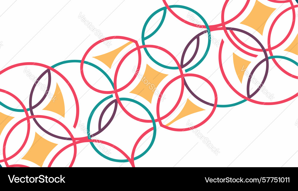 Colorful intersecting circles geometric pattern vector image