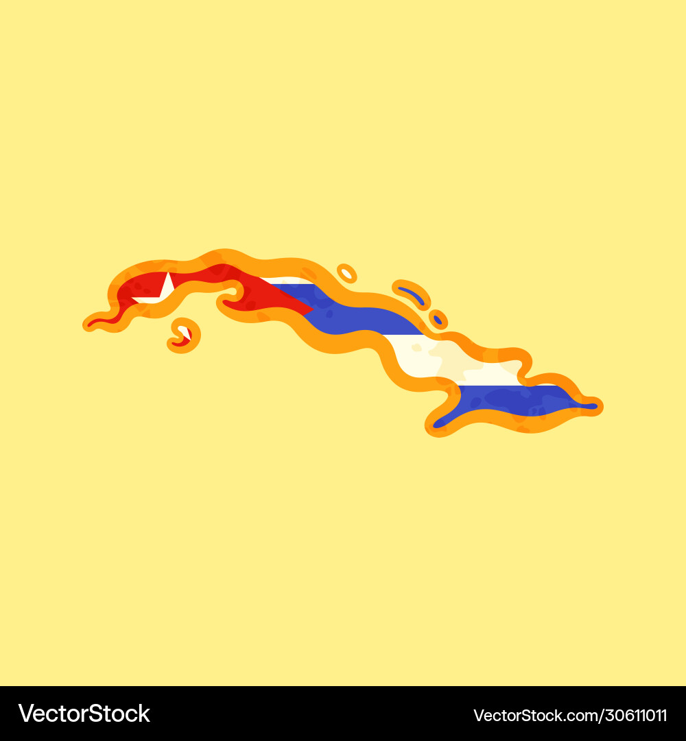 Cuba - map colored with cuban flag Vector Image