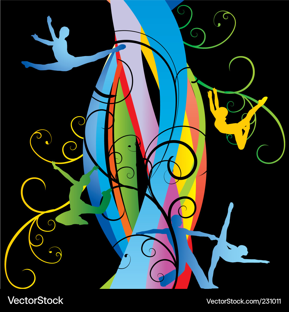 Dynamic Colour Wave with Figures vector image