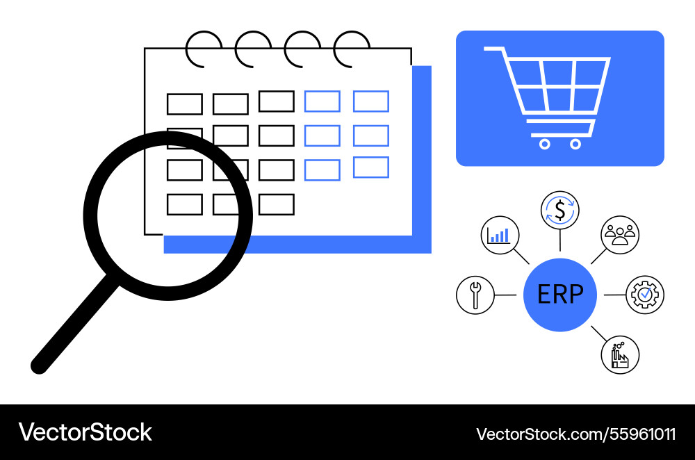Erp system integration featuring calendar Erp system integration featuring calendar vector image