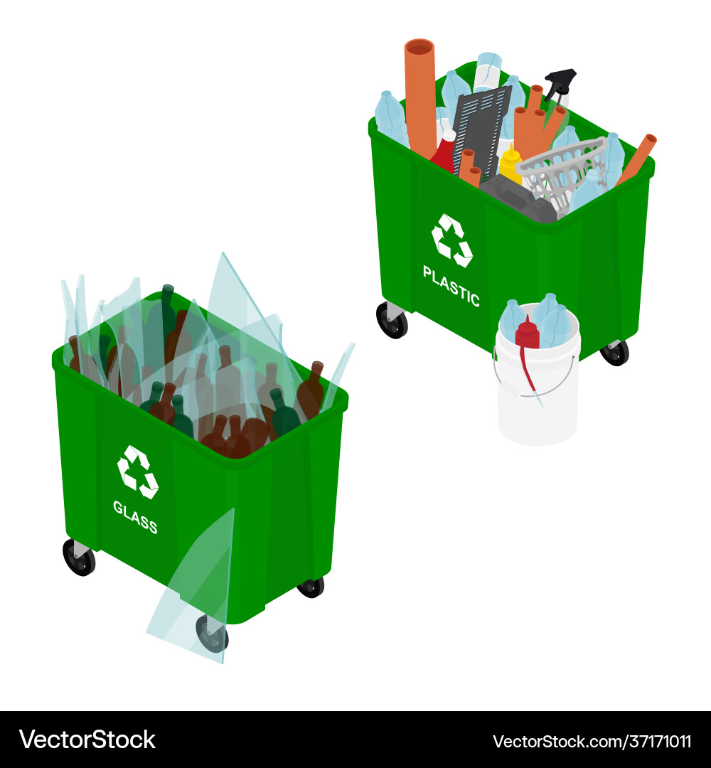 Garbage cans full sorted icons Garbage cans full sorted icons vector image