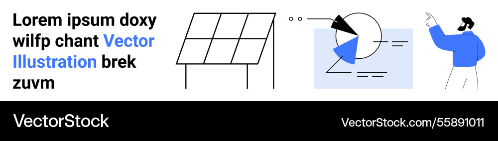 Man presenting data on charts and solar panel vector image
