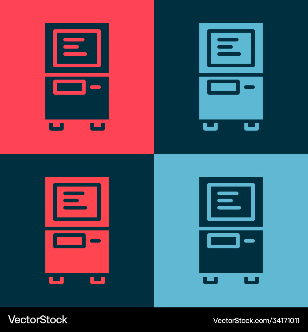 Pop art atm - automated teller machine icon Pop art atm - automated teller machine icon Vector Image