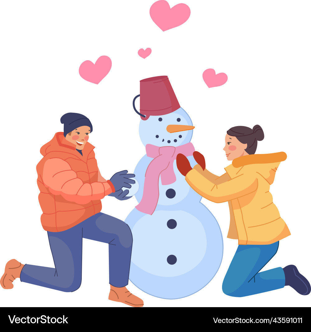 Romantische Winteraktivität Mann und Frau machen Romantische Winteraktivität Mann und Frau machen vektorbild
