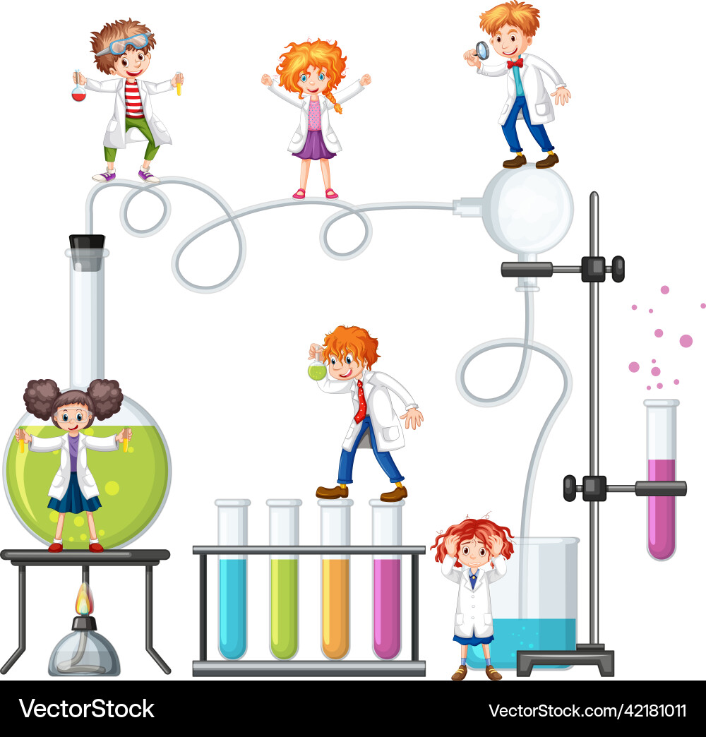 Scientist doing science experiment in the lab Scientist doing science experiment in the lab vector image