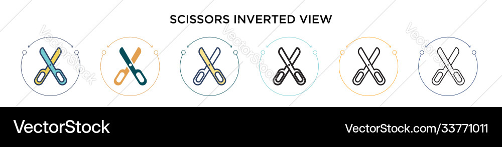 Scissors inverted view icon in filled thin line Vector Image