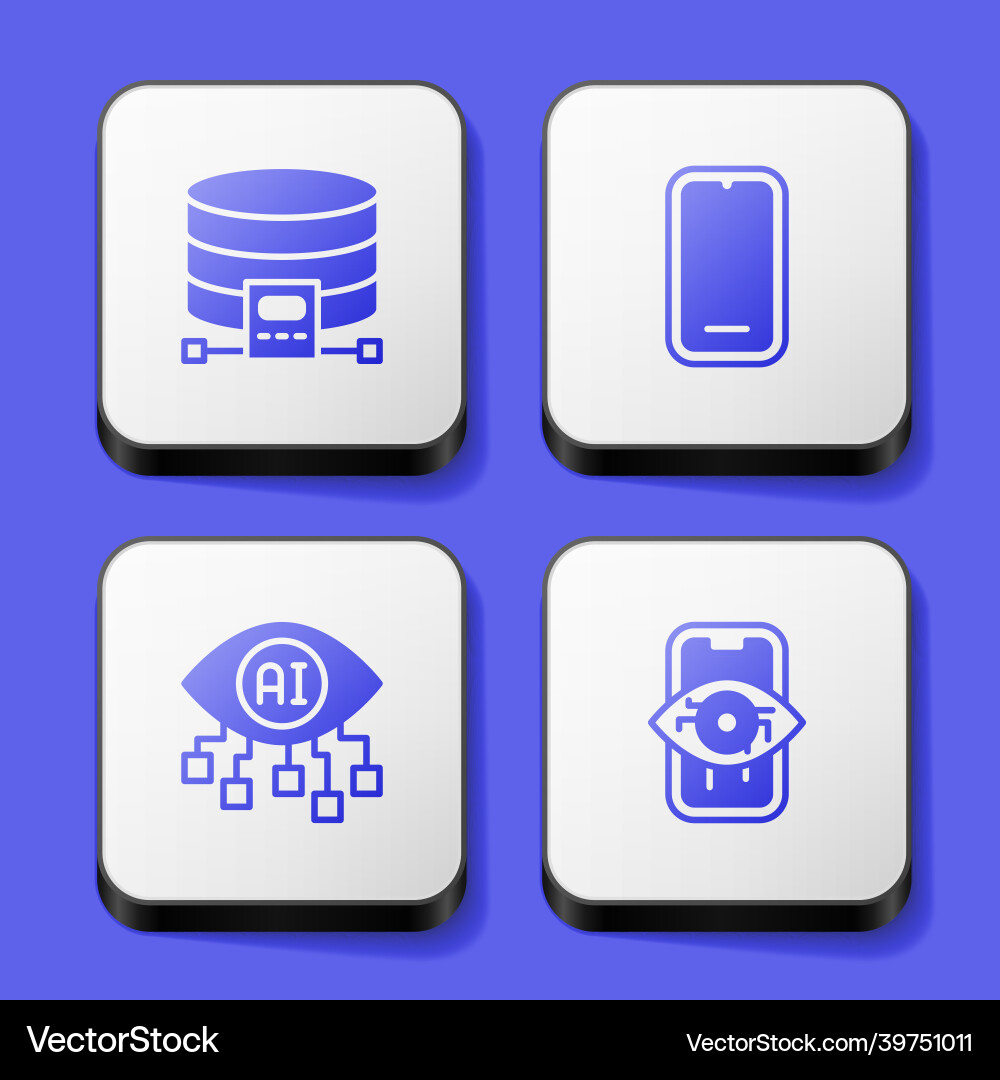 Set cloud database mobile phone computer vision vector image