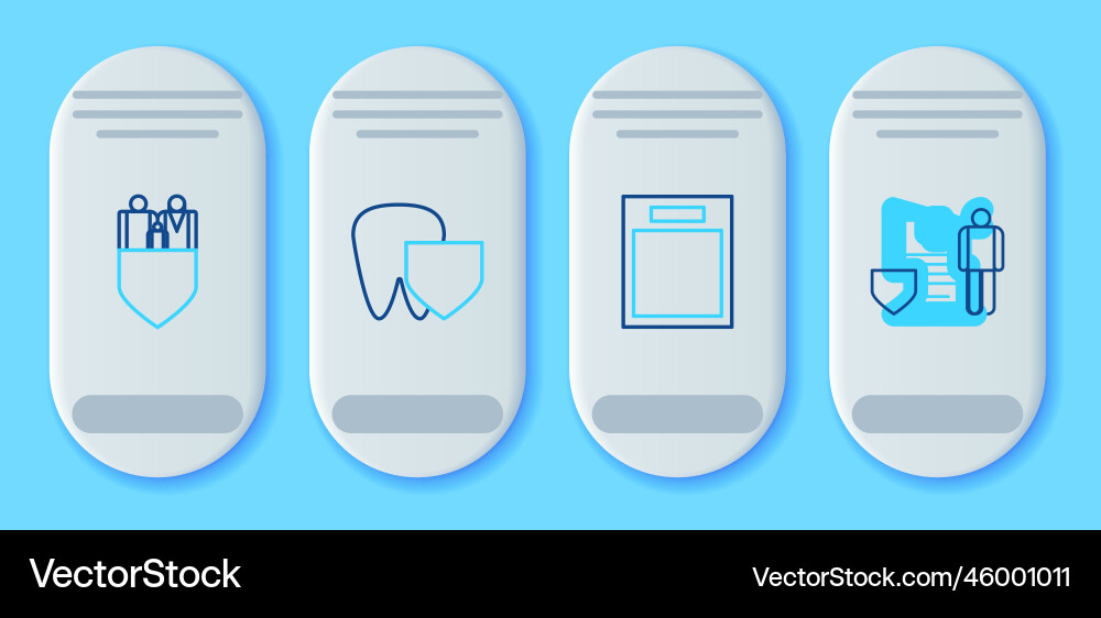 Set line tooth with shield empty form family Vector Image
