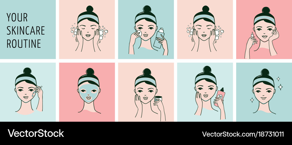 Skin care routine banner Royalty Free Vector Image