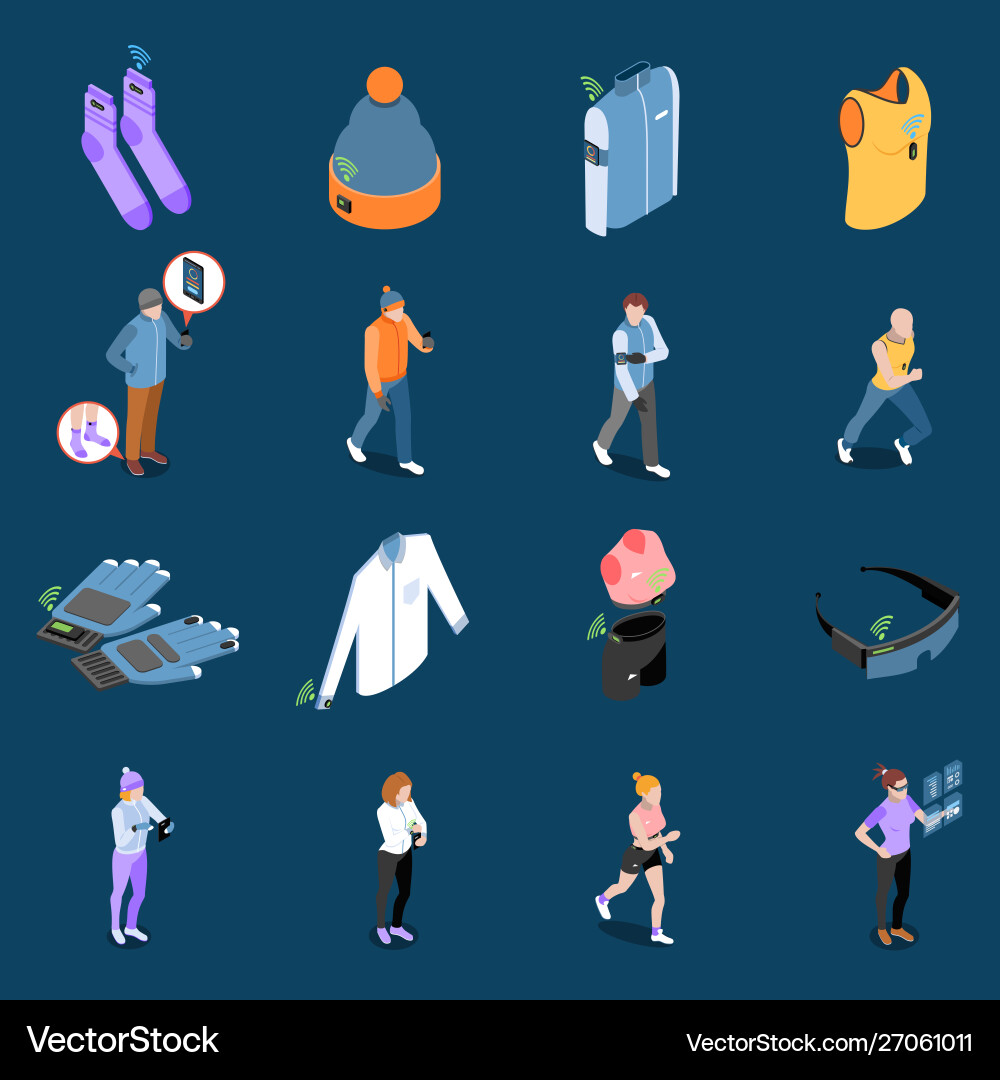 Smart clothes icon set Royalty Free Vector Image