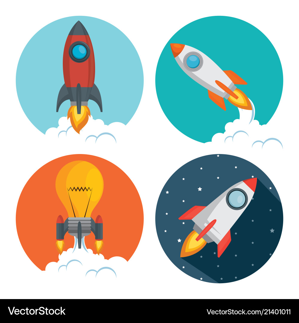 Start up Launcher Set Raketen Start up Launcher Set Raketen vektorbild