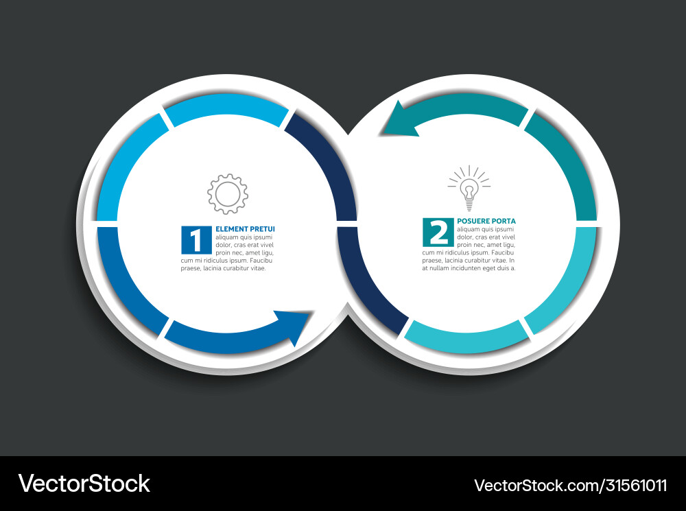 Two connected arrow circles infographic element Two connected arrow circles infographic element vector image