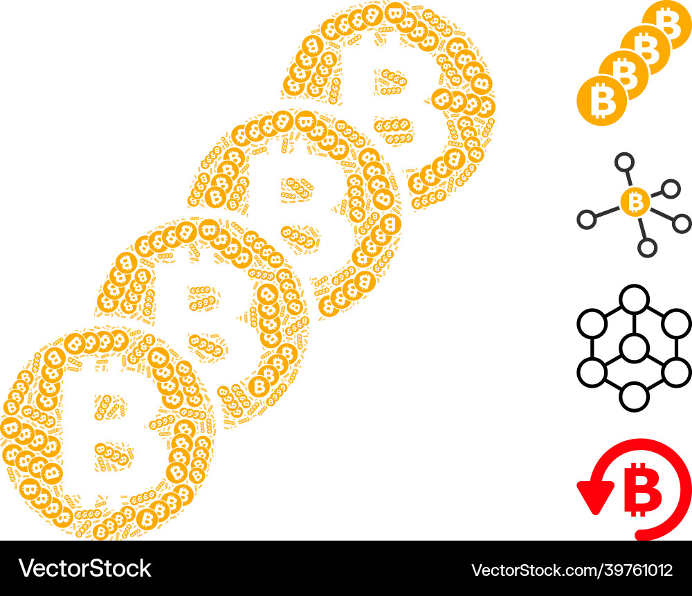 Bitcoin coin blockchain icon recursion mosaic Bitcoin coin blockchain icon recursion mosaic vector image