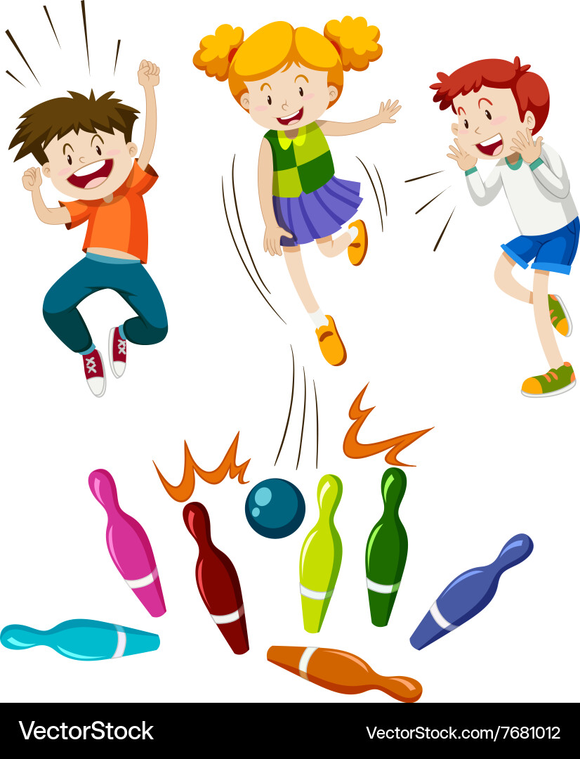 Children Bowling Game Vector Image
