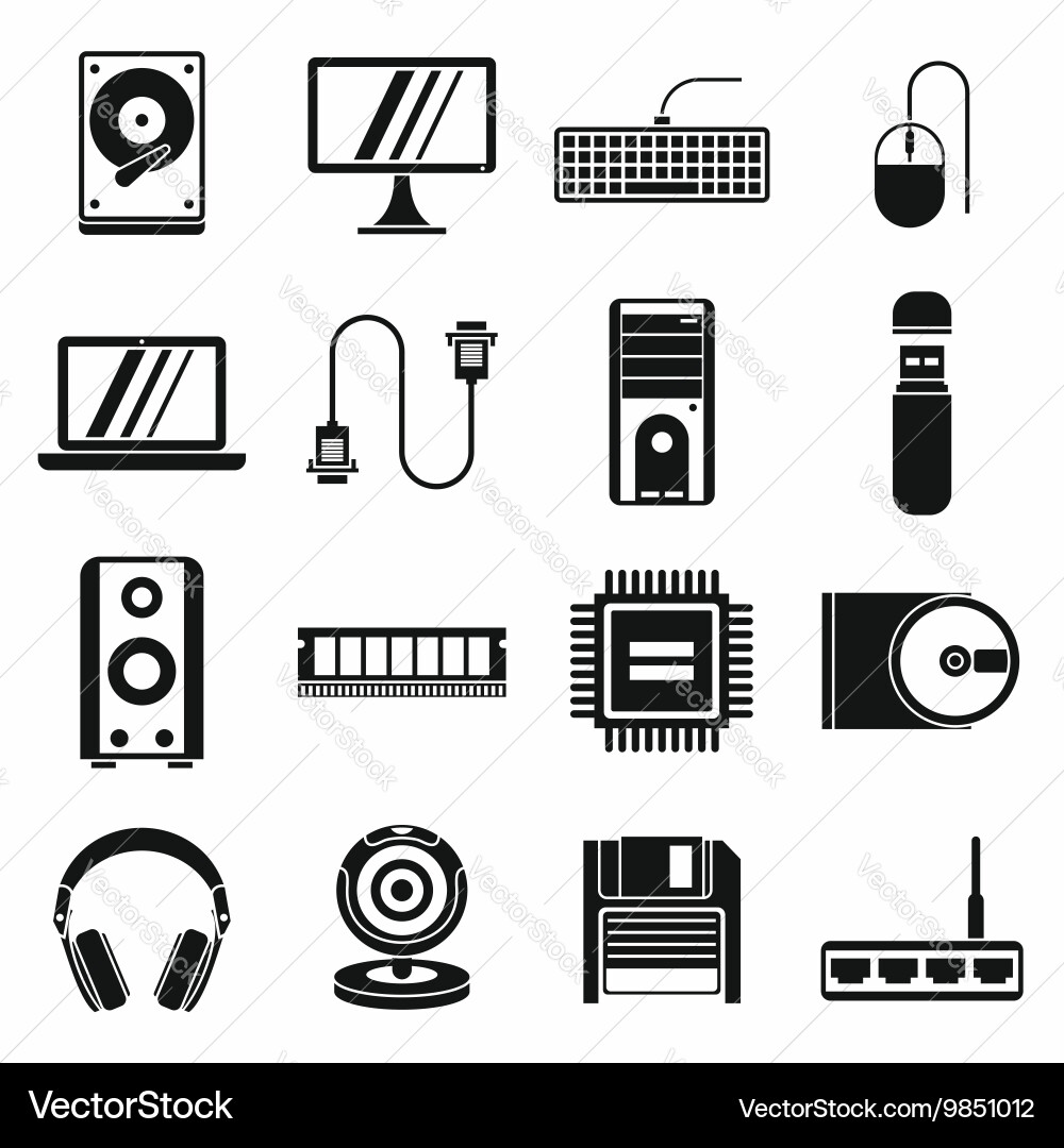 Computer icons set simple style vector image