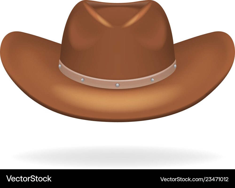 Cowboy leather hat isolated 3d realistic icon Cowboy leather hat isolated 3d realistic icon vector image