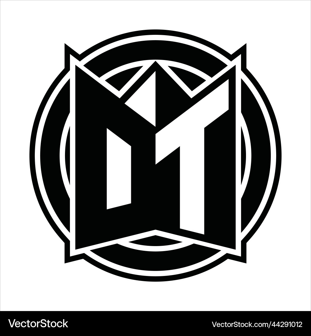 Dt logo monogram circle rounded design Dt logo monogram circle rounded design Vector Image