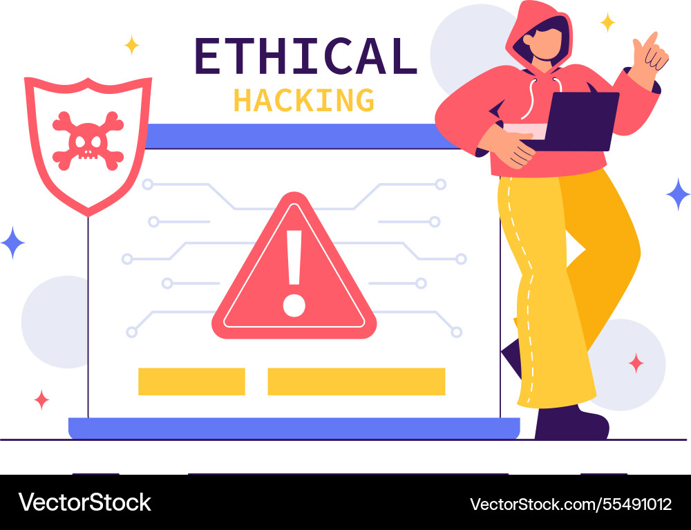 Ethical hacking featuring a developer practicing Ethical hacking featuring a developer practicing vector image