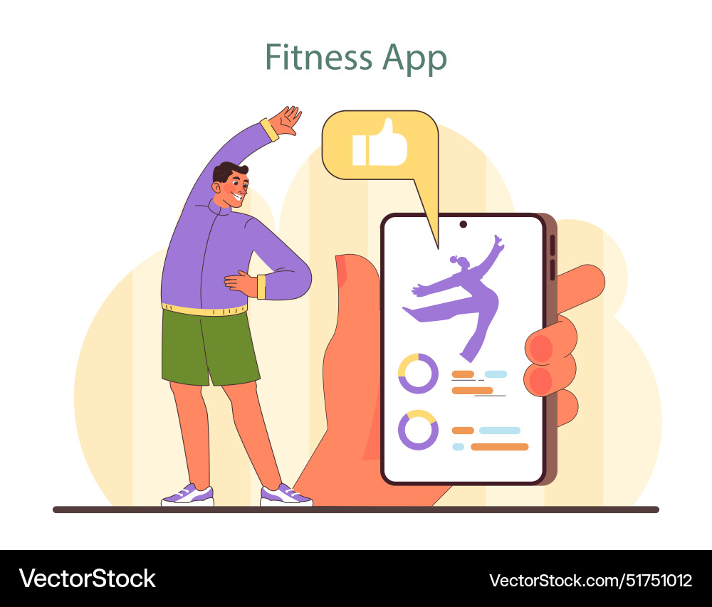 Fitness app man achieves Royalty Free Vector Image