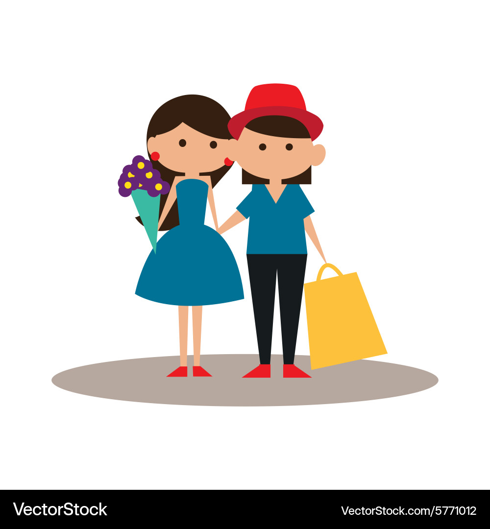 Flat with shadow icon and mobile application young Vector Image