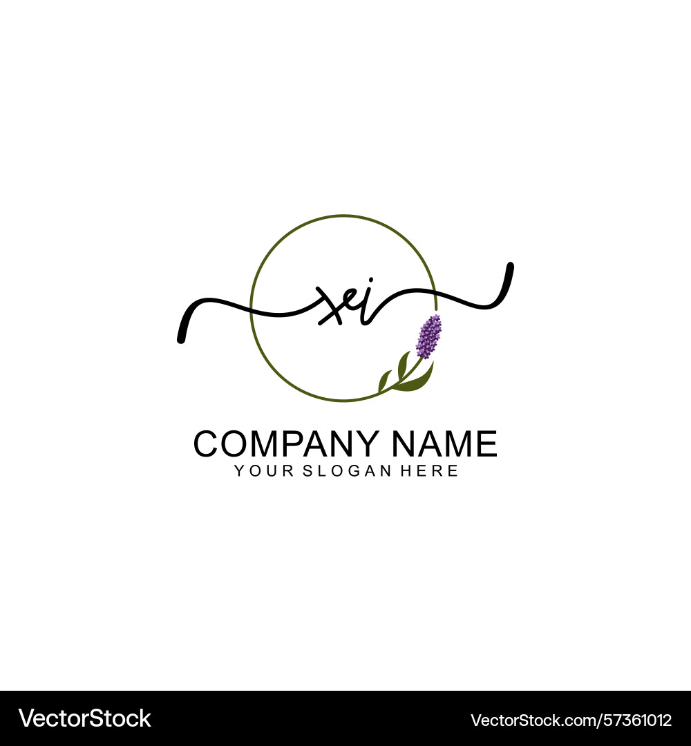 Handwritten xi initial logo with circle Vector Image