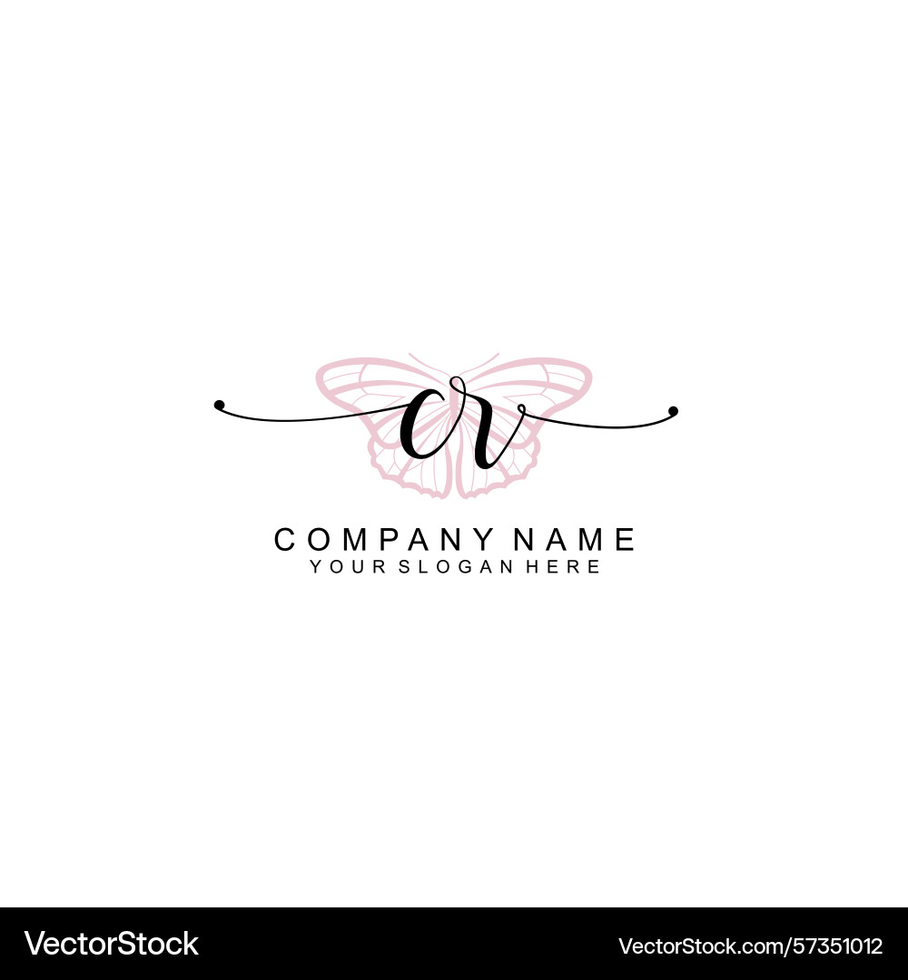 Minimalist handwritten cr initial logos with soft Minimalist handwritten cr initial logos with soft vector image