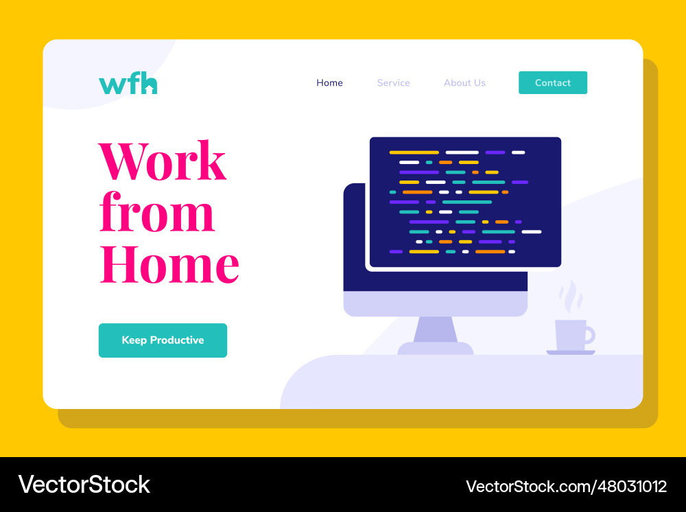 Modern programmer work from home landing page web Modern programmer work from home landing page web vector image
