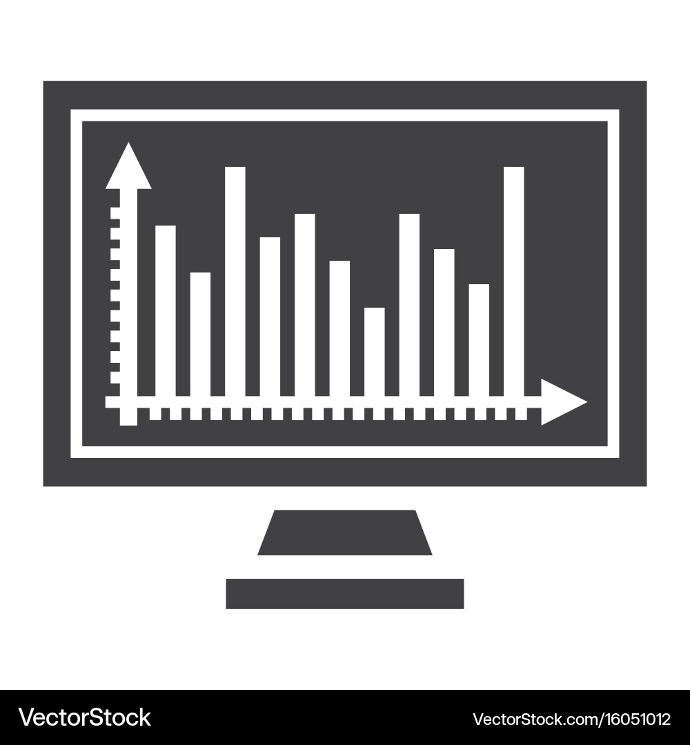 Monitor chart solid icon business and graph vector image