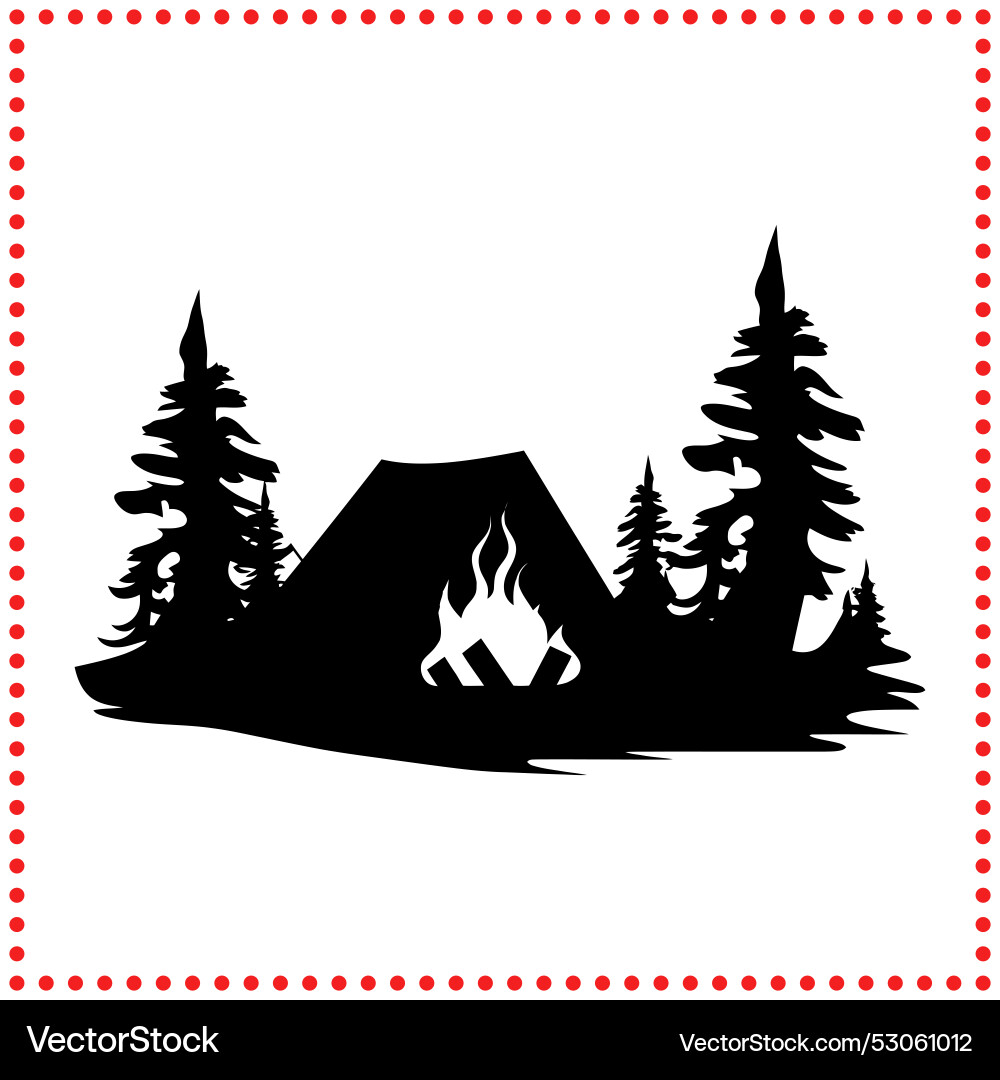Monochrome camping silhouette capturing – Royalty-Free Vector | VectorStock, image size:1000x1080