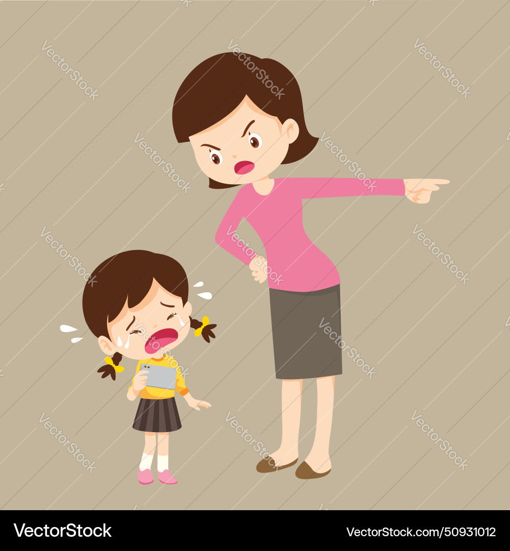 Parent angry to kid addicted phone Parent angry to kid addicted phone vector image