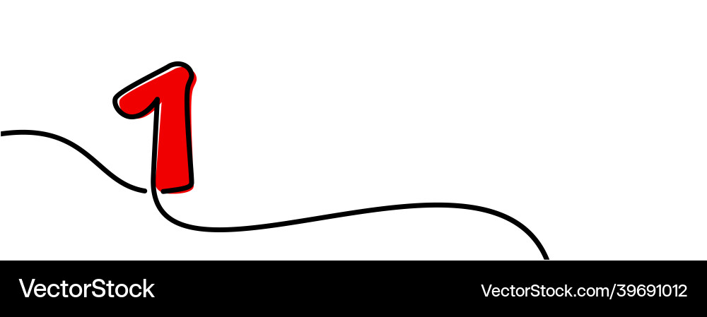 Red One Number Sketch Vector Image