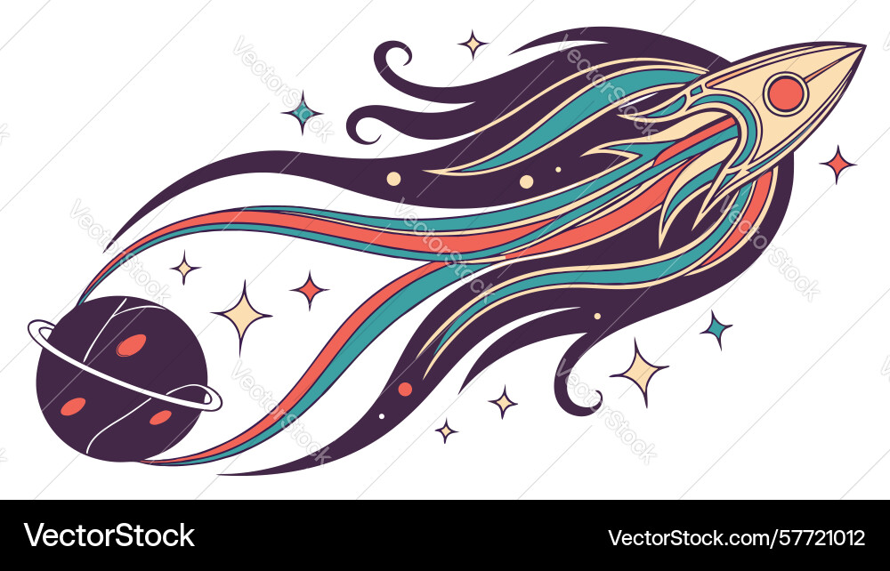 Retro-futuristic rocket launch from abstract Vector Image