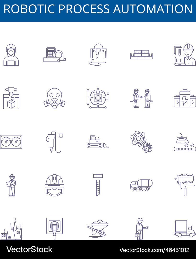 Robotic process automation line icons signs set Robotic process automation line icons signs set vector image