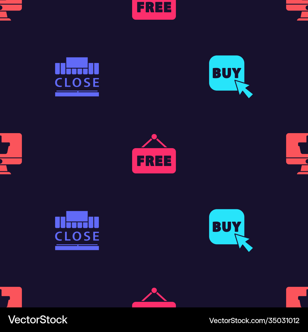 Set buy button shopping building and text closed Set buy button shopping building and text closed vector image