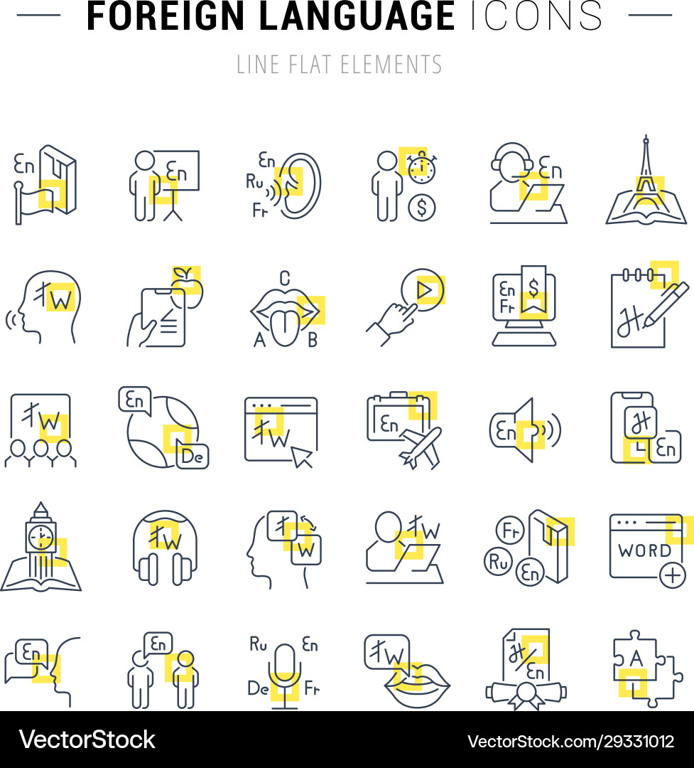 Set line icons foreign language Set line icons foreign language vector image