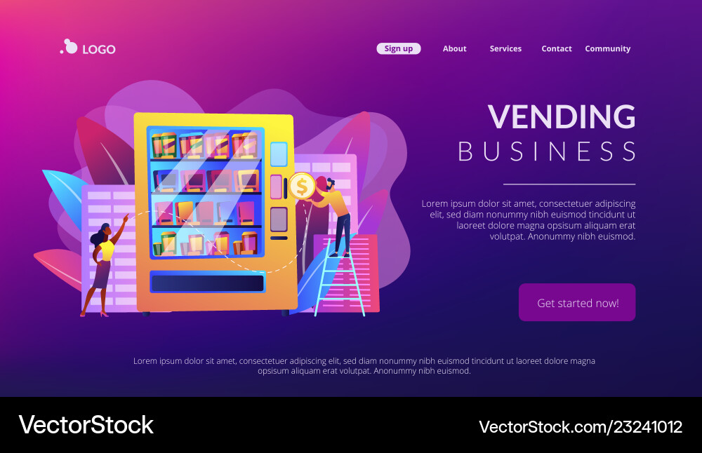 Vending machine service concept landing page Vending machine service concept landing page vector image