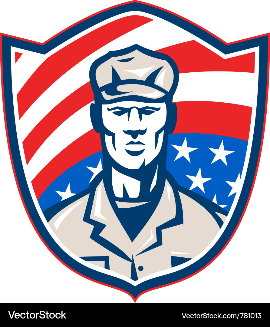 American Patriot Soldier Shield Vektorbild