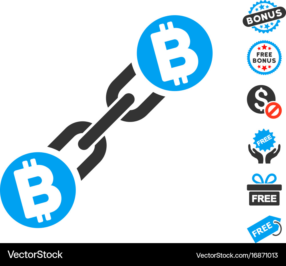Bitcoin blockchain icon with free bonus – Royalty-Free Vector | VectorStock