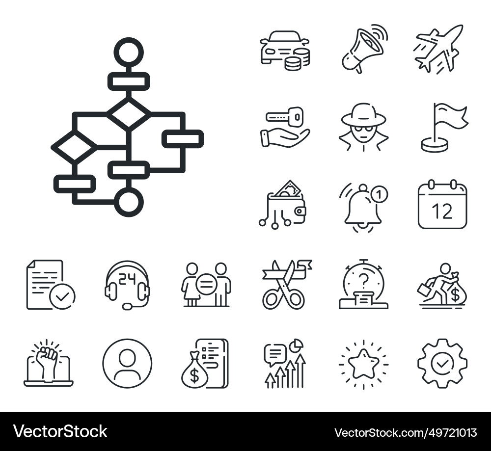 Block diagram line icon path scheme sign Block diagram line icon path scheme sign Vector Image