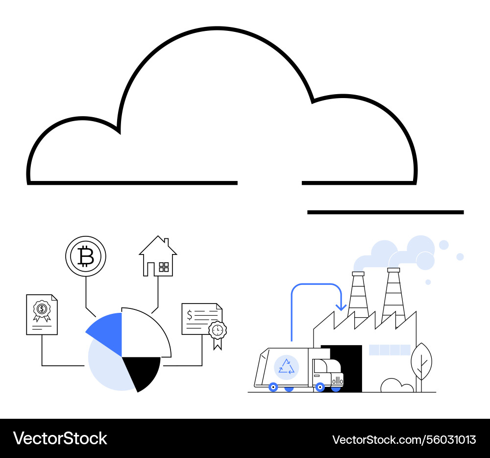Cloud-based ecosystem connecting blockchain data Cloud-based ecosystem connecting blockchain data vector image