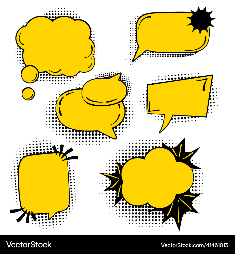 Collection of speech bubbles with halftone shadow Vector Image